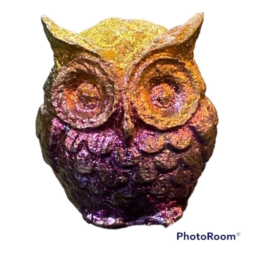 Bismuth Crystal Owl Figurine